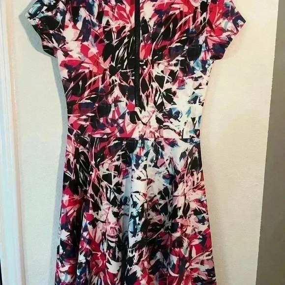 Parker Welch Cosmic Abstract Multicolor Brushstroke Fit Flare Mini Dress Sz XS - Picture 6 of 7